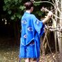 Organic Short Cotton Kimono: Blue Eye, thumbnail 2 of 4