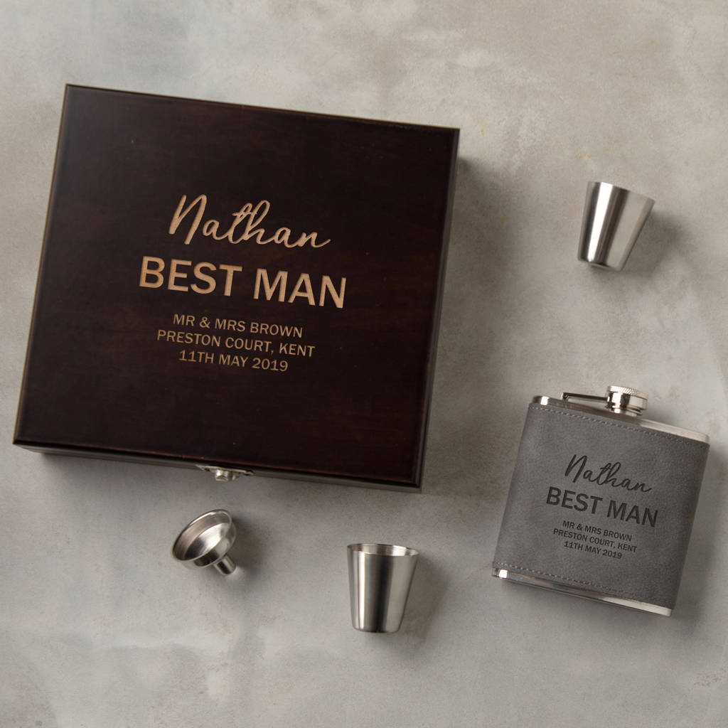 Personalised Best Man Hip Flask Gift Set, 1 of 9