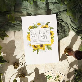 Sunflowers Save The Date Cards And Envelopes, 2 of 5