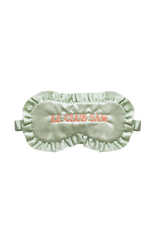 Ruffle Silk Eye Mask In Sage, 2 of 3