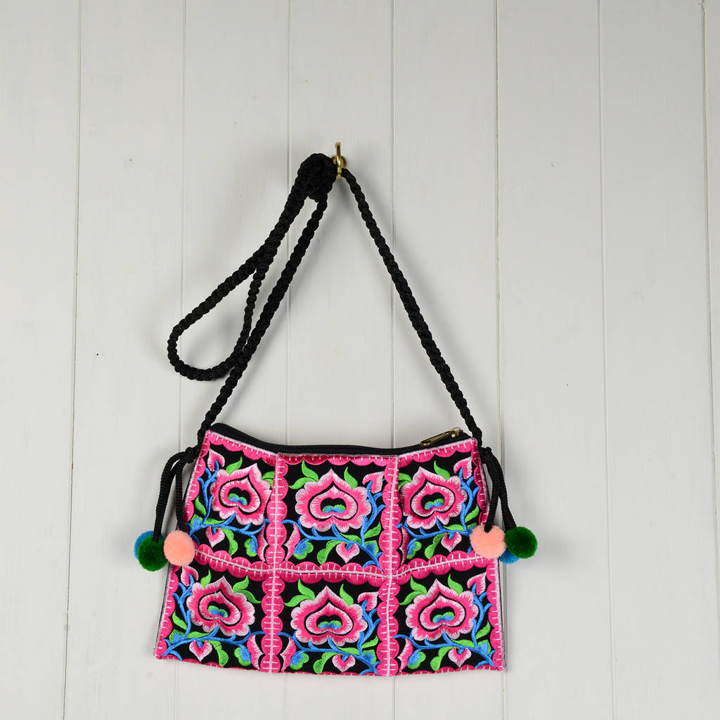 Embroidered Shoulder Bag By Home & Glory