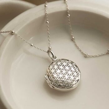 Sterling Silver Round Filigree Locket Necklace, 3 of 7