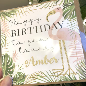 Personalised Flamingo Birthday Card, 5 of 5
