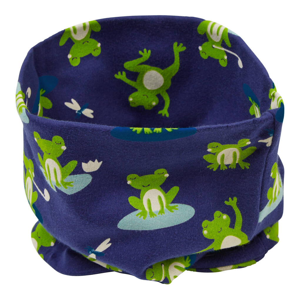 women's navy blue frog neck warmer by piccalilly