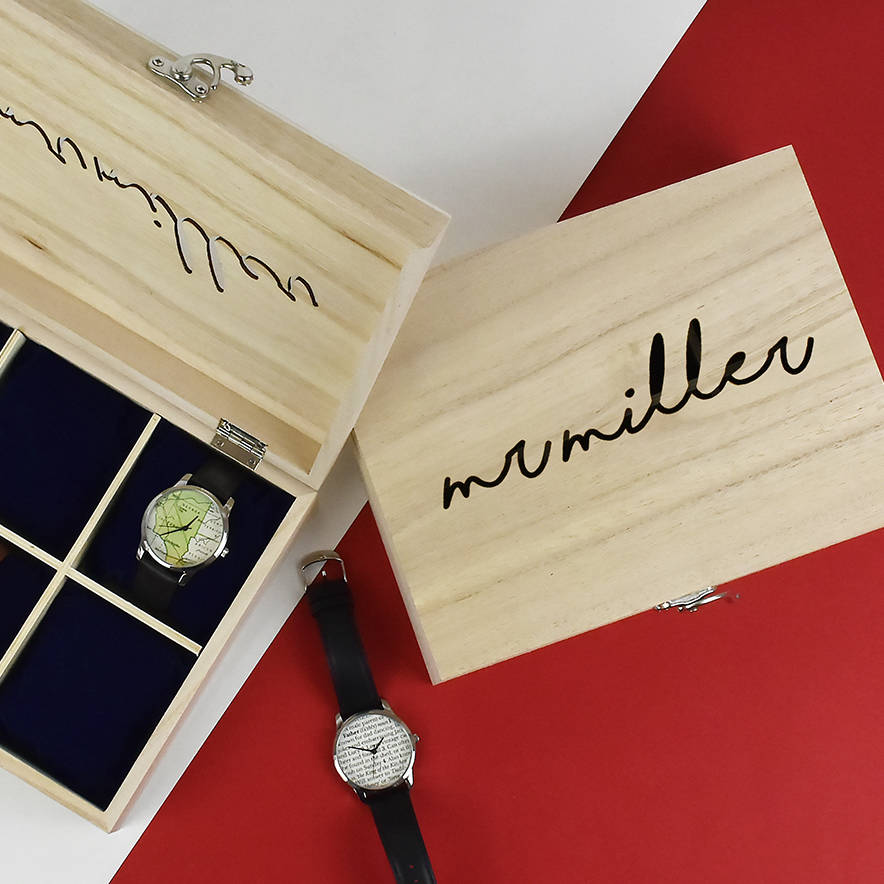 mr personalised wooden watch box by ellie ellie