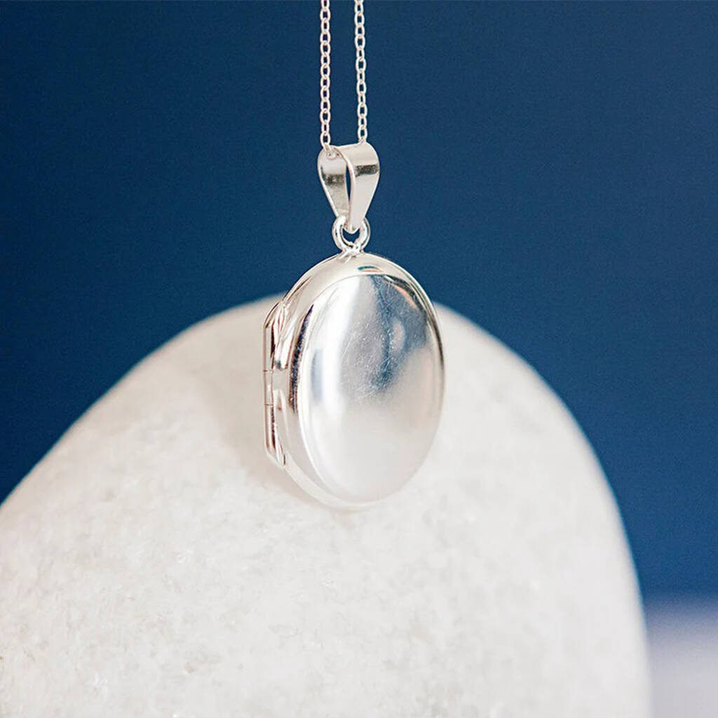 Personalised Plain Oval Locket In Sterling Silver, 1 of 12
