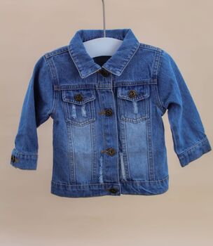 Embroidered Large Initial Name Baby Toddler Denim Jacket, 6 of 6