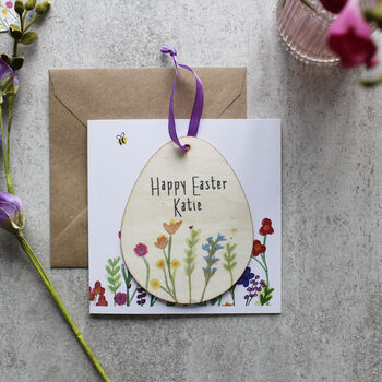 Personalised Easter Floral Wooden Decoration And Card, 4 of 6