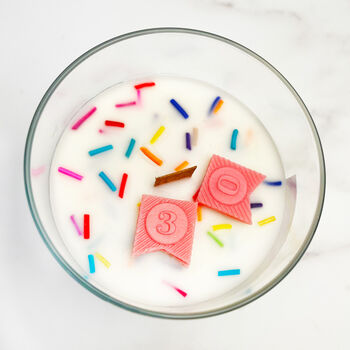 Personalised 30th Birthday Cake Sprinkles Candle, 5 of 6
