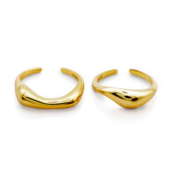 Indra Double Wave Ring Set | 18 K Gold Plated, 5 of 9