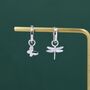 Mismatched Butterfly And Dragonfly Huggie Hoops In Sterling Silver, thumbnail 1 of 12