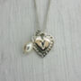 Sterling Silver Heart And Pearl Necklace, thumbnail 2 of 3