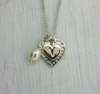 Sterling Silver Heart And Pearl Necklace, 2 of 3