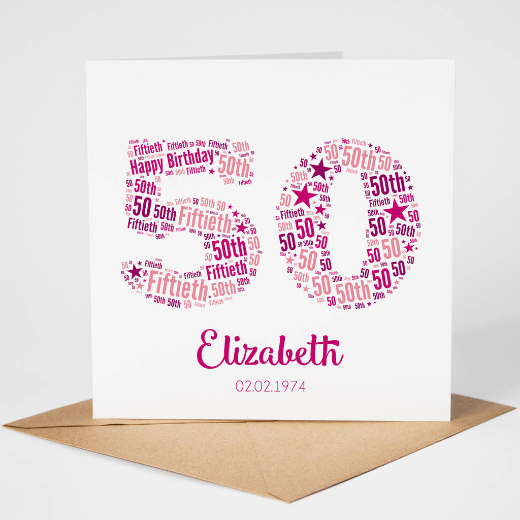 50th Birthday Card Personalised For Her By Hope and Love ...