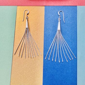 Long Tassel Liquid Silver Sterling Earrings, 6 of 8