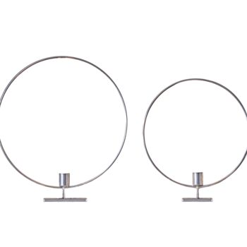 Set Of Two Silver Metal Candle Holder Hoops, 2 of 3
