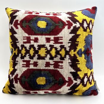 Square Velvet Ikat Cushion Ottoman Classic, 6 of 8