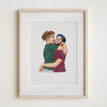Personalised Couple Portrait – Hand Drawn Watercolour Lgbtq Gift, 4 of 11