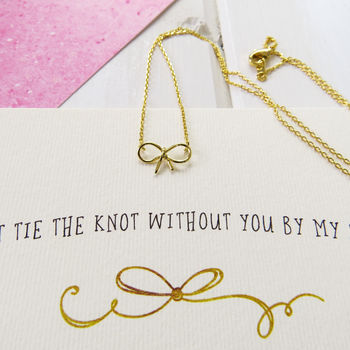 'Will You Be My Bridesmaid?' Gold Bow Necklace, 2 of 4