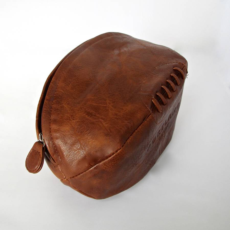 Real Leather rugby style wash toiletry bag 