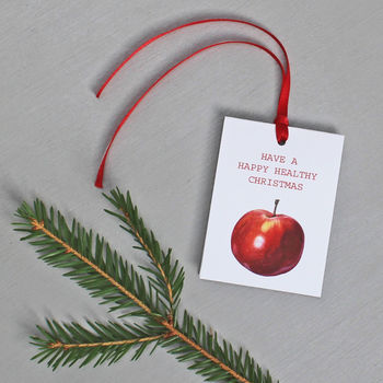 Christmas Gift Tags With Red Apple Illustration, 3 of 4