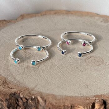 Silver Birthstone Stacking Rings Christmas Gifts, 5 of 7