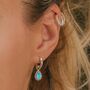 December Birthstone Turquoise Sterling Silver Huggie Hoop Earrings, thumbnail 1 of 12
