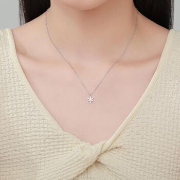 Sterling Silver Very Small Snowflake Pendant Necklace, 3 of 12