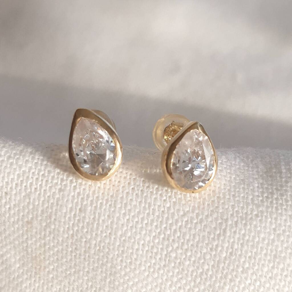 Pear Diamond Stud Earrings, 1 of 2