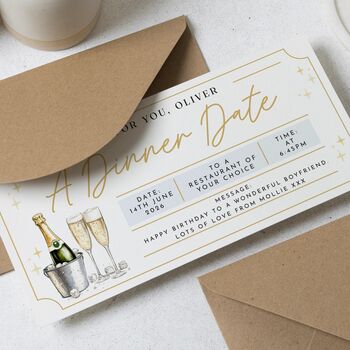 Personalised Dinner Date Gift Voucher For Boyfriend, 2 of 4