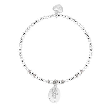 December Birth Flower Silver Plated Beaded Charm Bracelet, 2 of 3