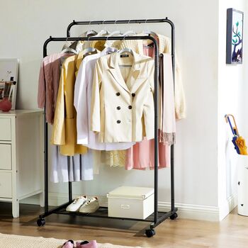 Two Clothes Rail Garment Rack On Wheels, 3 of 7