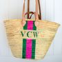 Hand Woven And Hand Painted Monogram Stripe Basket, thumbnail 5 of 11
