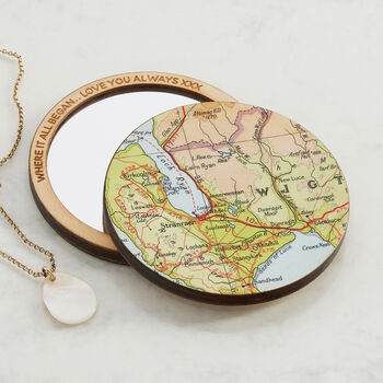 Personalised Map Location Compact Pocket Mirror For Her, 2 of 10