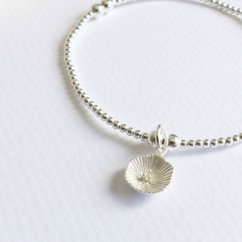 Sterling Silver Beaded Lily Pad Bracelet, 2 of 4