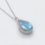 Pear Drop Blue Topaz Silver Statement Necklace, thumbnail 1 of 2