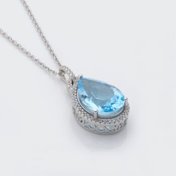 Pear Drop Blue Topaz Silver Statement Necklace, 2 of 3