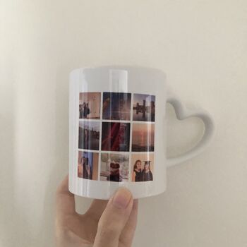 Personalised Collage Photo Mug With Heart Handle *Optional Text*, 2 of 6