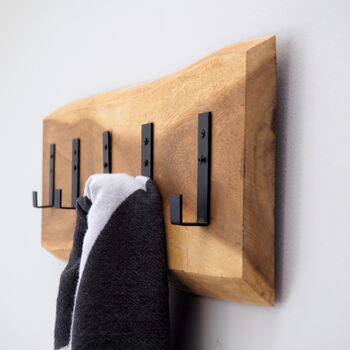 Natural Wood Coat Hooks Two Sizes, 3 of 5