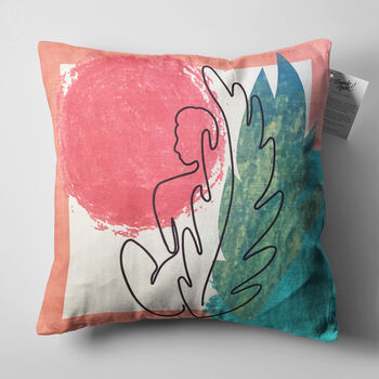Abstract Cushion Cover With Leafy Body Silhouette, 5 of 7