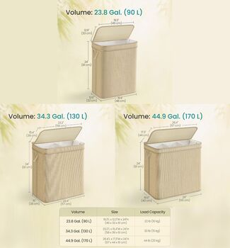 Laundry Basket Bamboo Hamper With Lid, 2 of 5