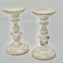 Pair Of White Wooden Pillar Candle Holders, thumbnail 6 of 10