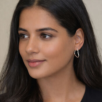 Sterling Silver Heart Hoop Sleeper Earrings – 22mm, 2 of 9