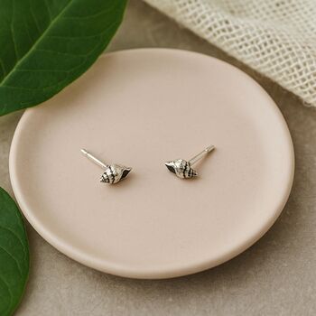 Sterling Silver Seashell Stud Earrings, 3 of 7