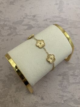 Gold Five Leaf Clover Charm Bracelet, 4 of 6