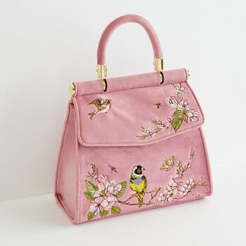 Morning Song Bird Embroidered Mini Pink Tote, 2 of 10