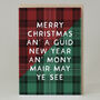 Merry Christmas And Guid New Year Green And Red Card, thumbnail 1 of 3