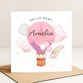 Personalised Welcome Baby Girl Card Balloon, 2 of 8