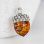 Sterling Silver Baltic Amber Acorn Necklace, thumbnail 1 of 12