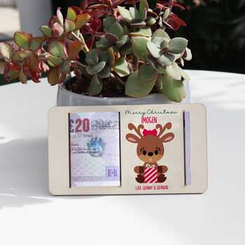 Personalised Christmas Reindeer Money Gift Holder, 3 of 8